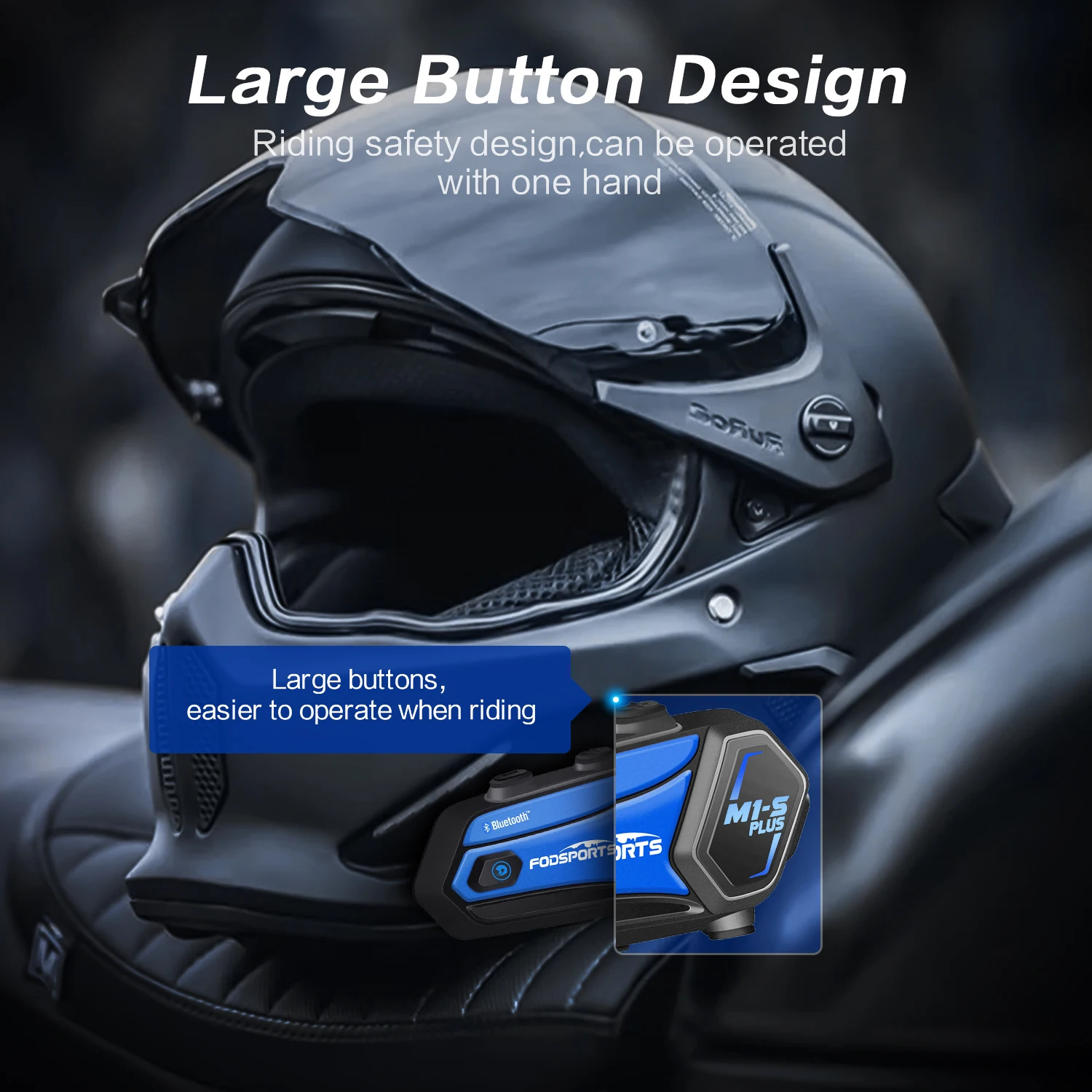 Fodsports M1-S Plus Group Motorcycle Helmet Intercom Hard+Soft Mic Music Sharing