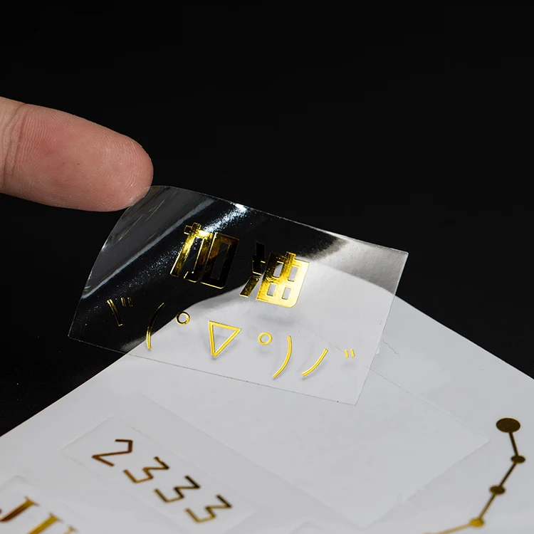 Custom Waterproof Transparent Gold Foil Stamping Vinyl Label Stickers Printing Design Logo Clear Adhesive PVC Stickers Sheet