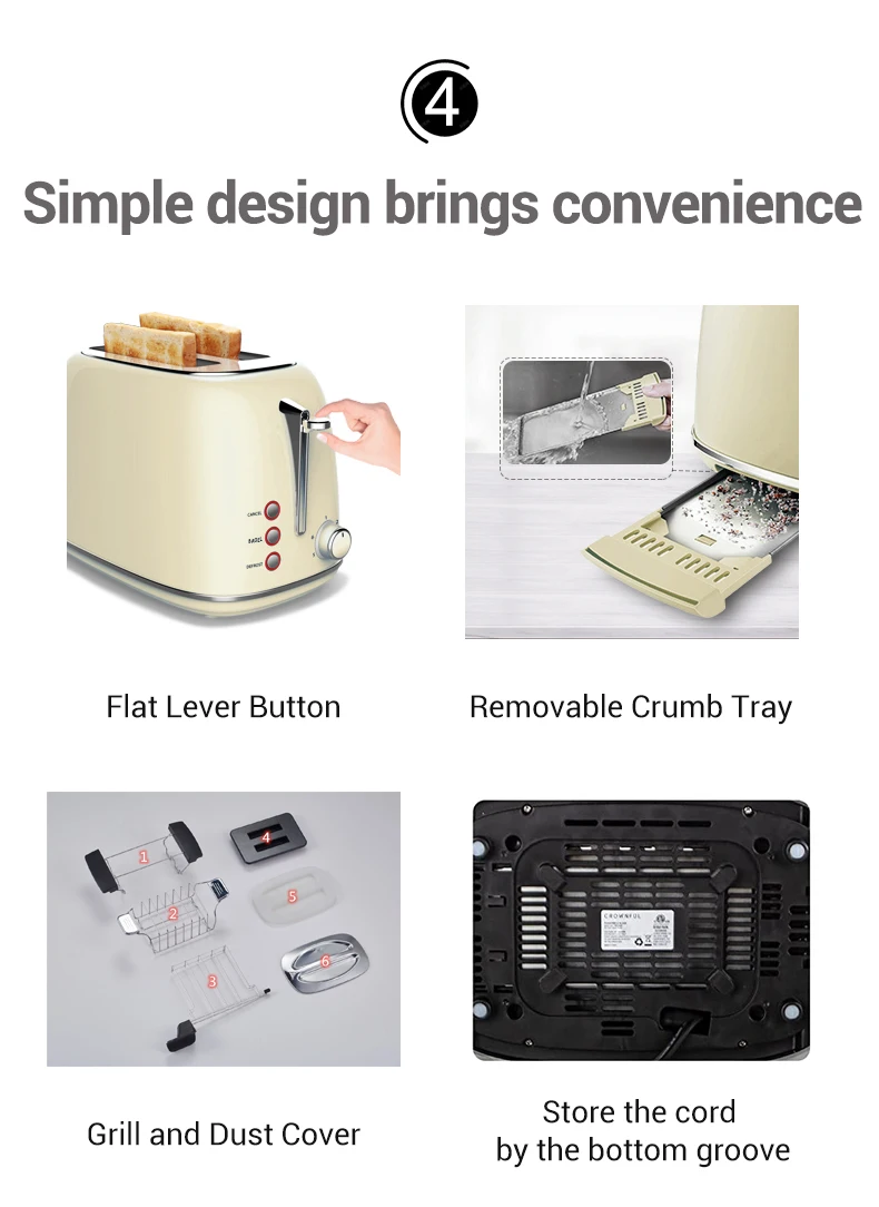 Stainless Steel Toaster Home Appliance Automatic Pop Up Bread Toaster 2