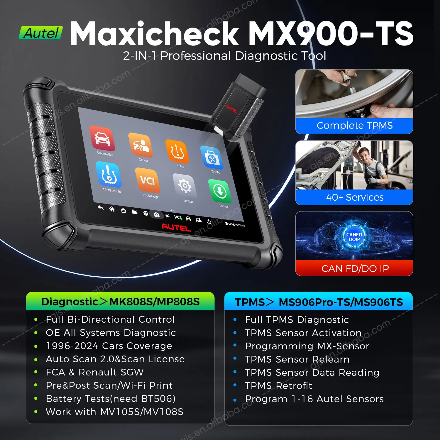 AUTEL MK900シリーズ故障診断機 Autel MaxiCOM MK900-TS OBD2 診断機