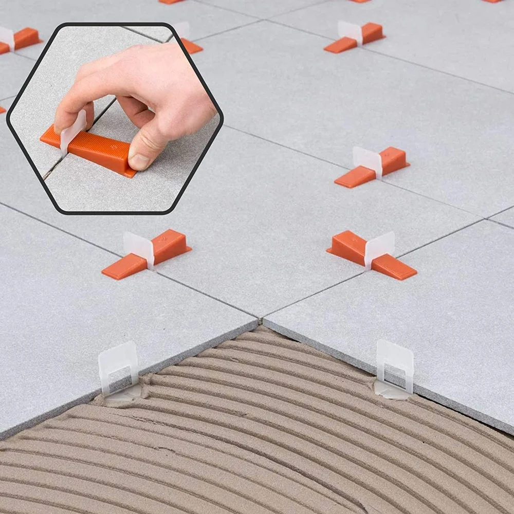 Factory White 100Pcs Stone Tile Leveling System Clips Ceramic Spacers 1mm 1.5mm 2mm 2.5mm 3mm 4mm 5mm