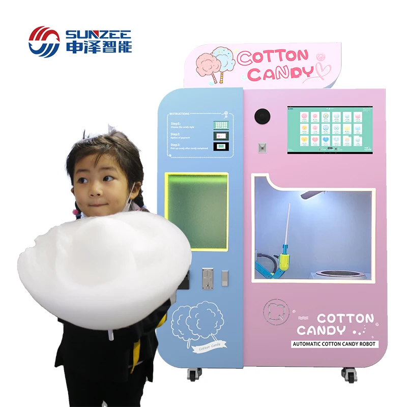 Support Multi-language Electric Commercialautomatic Vend Machine Cotton Candy