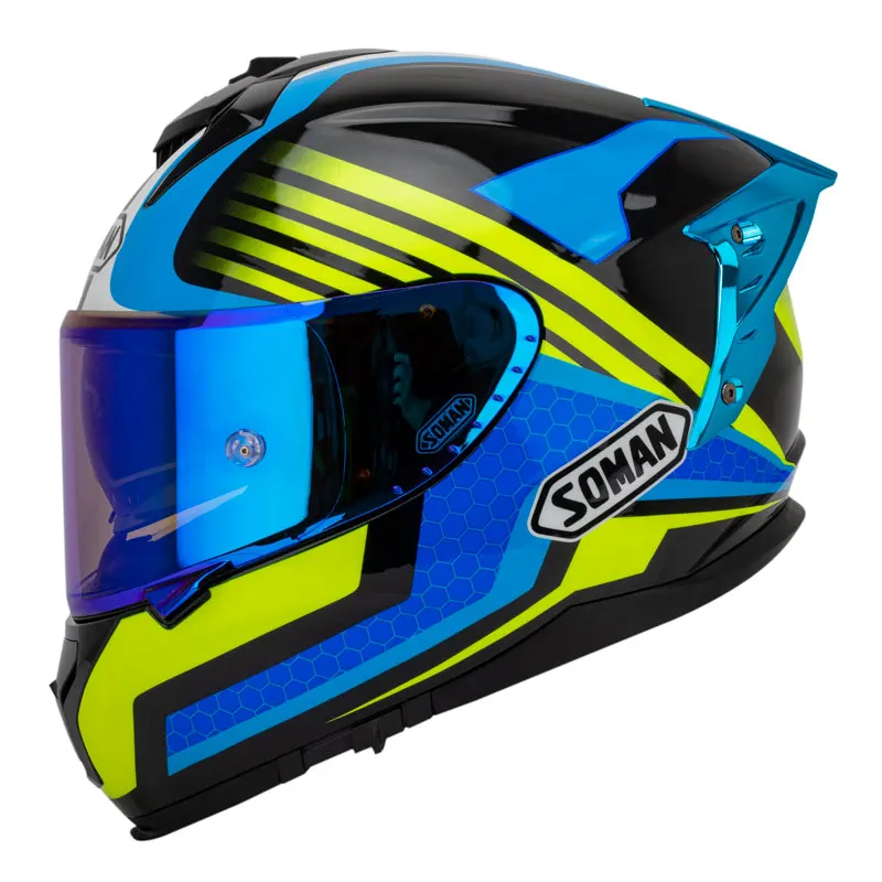 SOMAN バイクヘルメット VIP Soman SM961-S フルフェイスオートバイヘルメット（Bird Steel