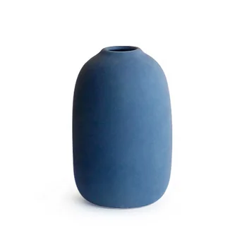 Nordic Modern Blue Ceramic Vase Matte Flower Vase for Home Decor