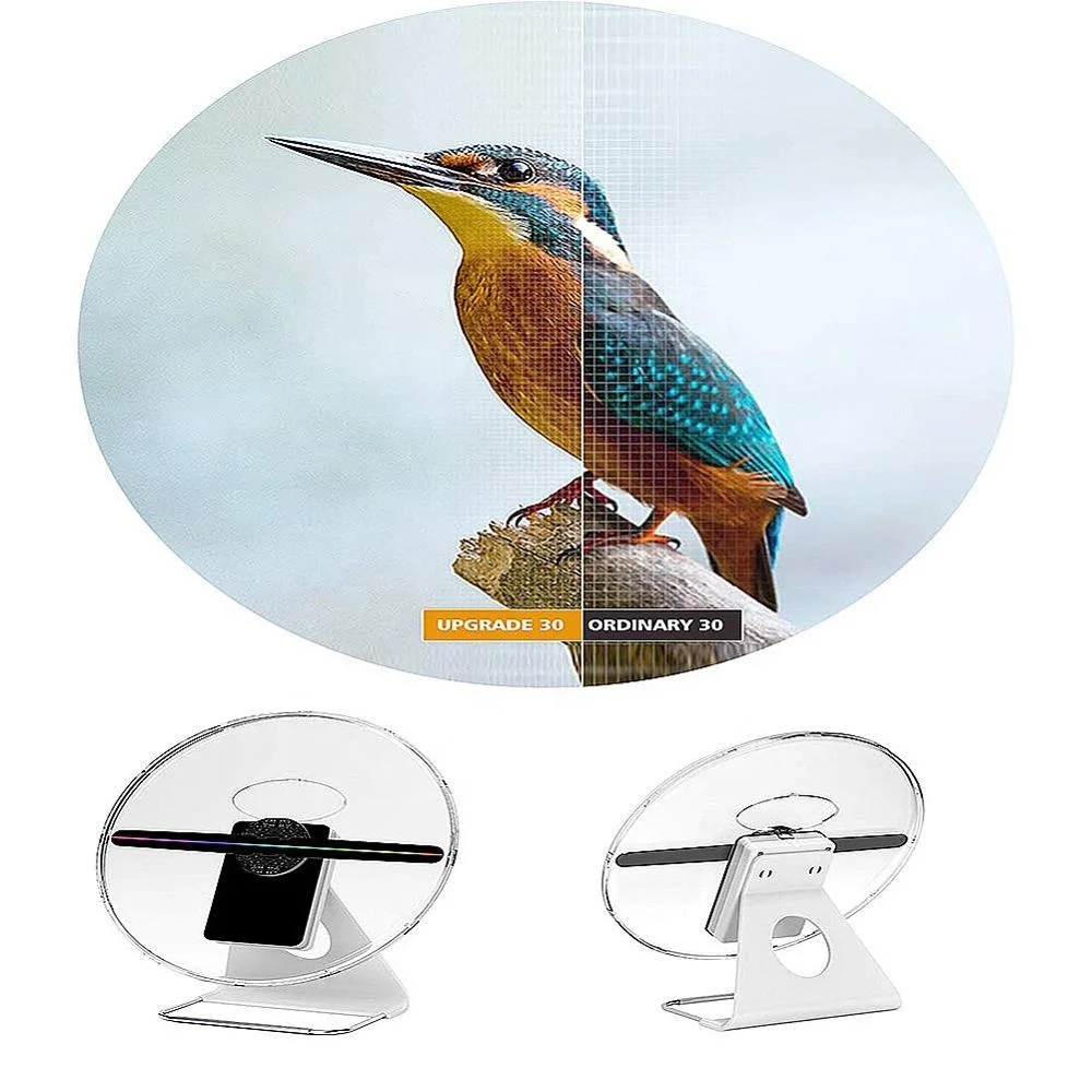 Ventilateur Projecteur Holographique 3D WiFi – 48 LED, Résolution 1080x96, Carte Mémoire Supportée