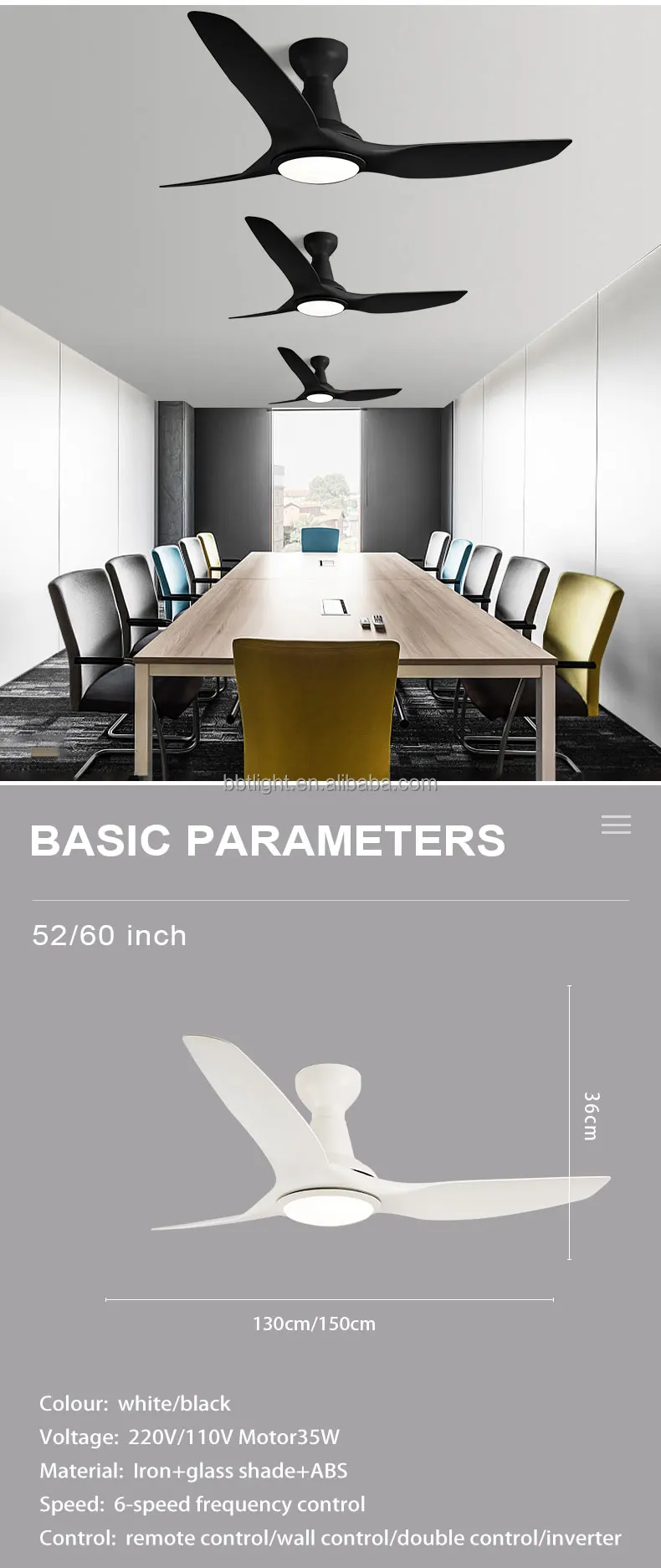 Energy Saving Inverter 3 Blade Abs Fan Light With Six Speeds Three