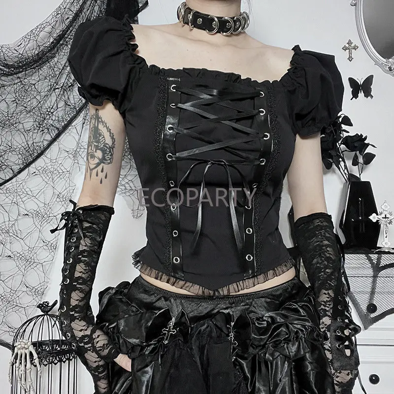 上品 Grunge Vintage Gothic JY22528 Fairycore Top Tank Bandage Y2K ジャケット・アウター
