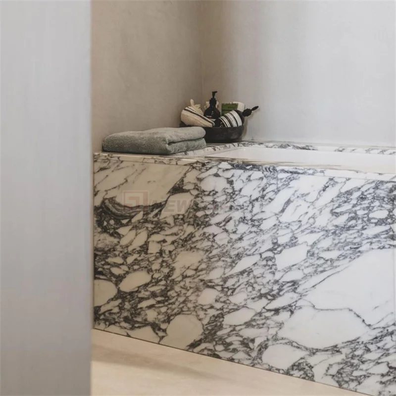 Newstar Calacatta Viola Marble Design Hand Carved Solid Freestanding Bathtub Natural Stone Bathtub Marble Bathtub