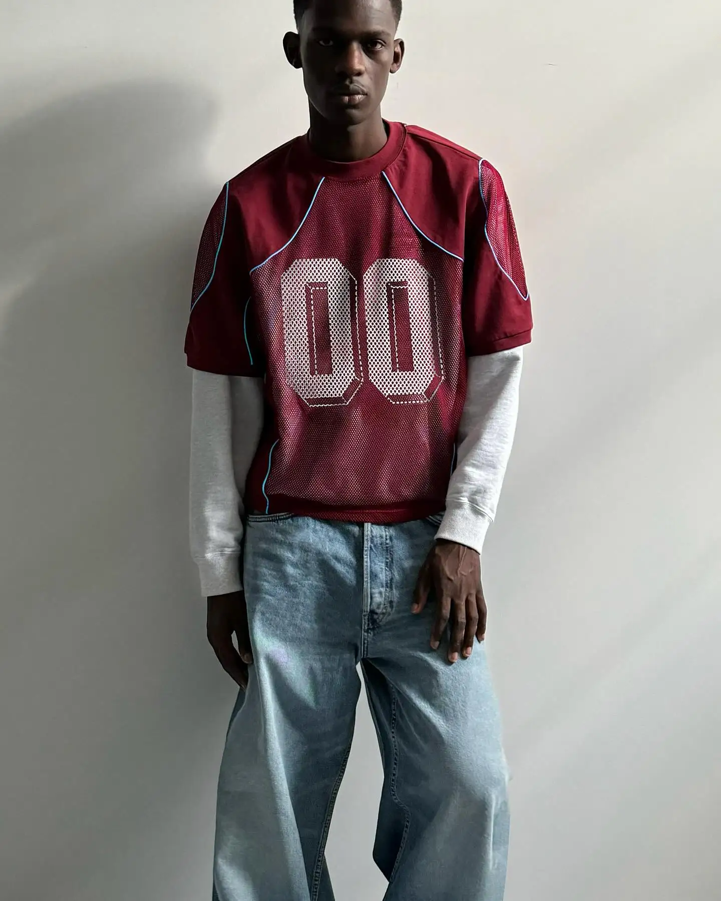 Salati Manufacturer Custom Reflective Print T-shirts Oversized Boxy Tee Football Jersey T-shirts for Men gallery 3