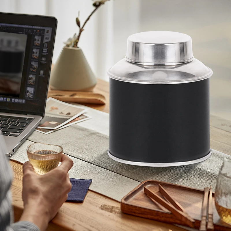 Tea Storage Container Wide-mouth Double-lid High-sealing Moisture-proof Tea Can Stainless Steel Tea Canister