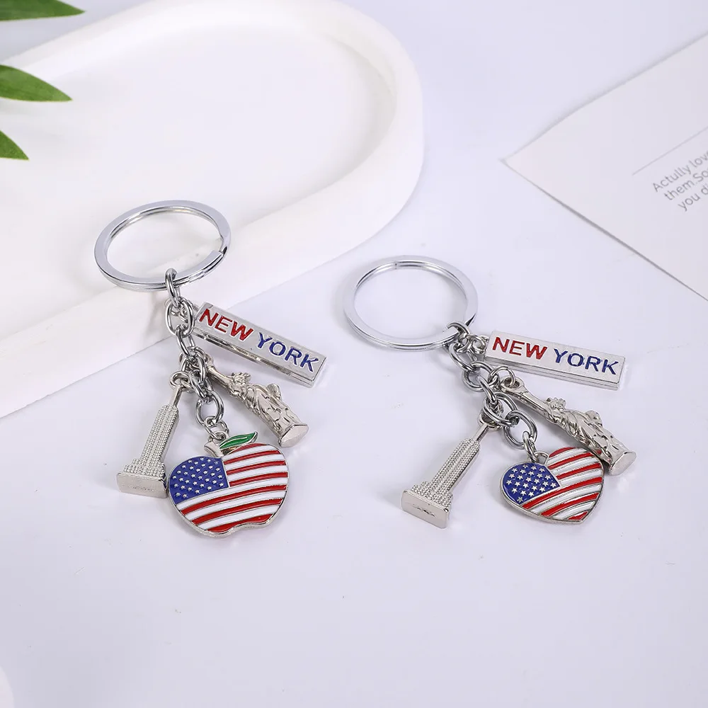 Factory Custom Design New York Statue of Liberty France Madrid Spain Rome Italy City Travel Souvenir Keychain Metal Key Chains