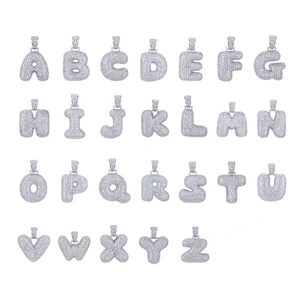 Wholesale Custom Christian Children's Silver Hip Hop Jewelry Fashion DIY Handmade A-Z 26 Initial Letter Charm Alphabet Pendant