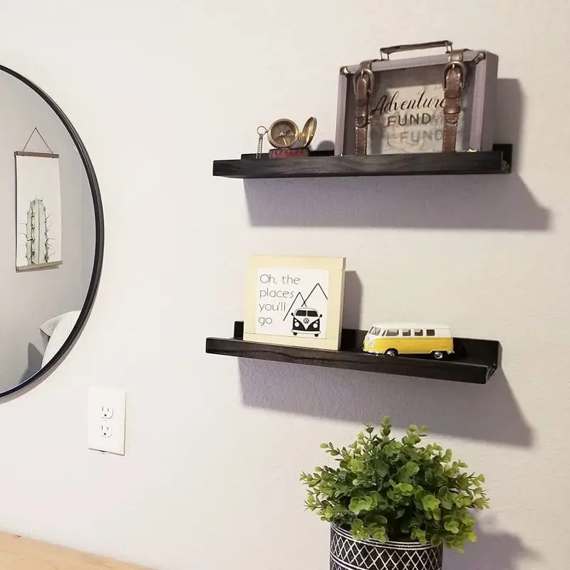 Sorbus Floating Shelves Set Of 3 - Square Wood Finish Wall Shelves For Bathroom, Bedroom & Office Decor