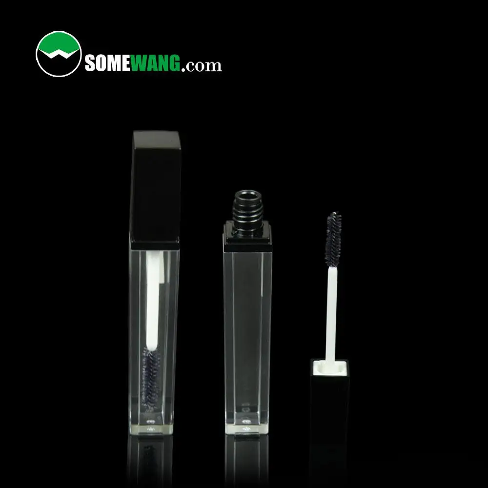 Wholesale mascara tube packaging 6.5ml custom empty plastic mascara brush tube clear square black ma