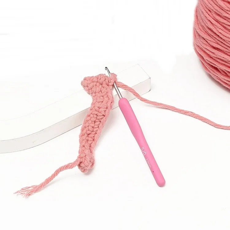 Wholesale Wholesale 2mm -6mm 13.9cm Pink Rubber Handle Crochet