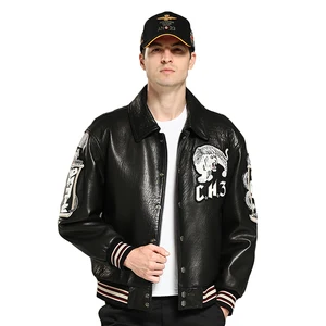 Customized Men's pilot Jacket Customized Embroidery Design Leather Jacket