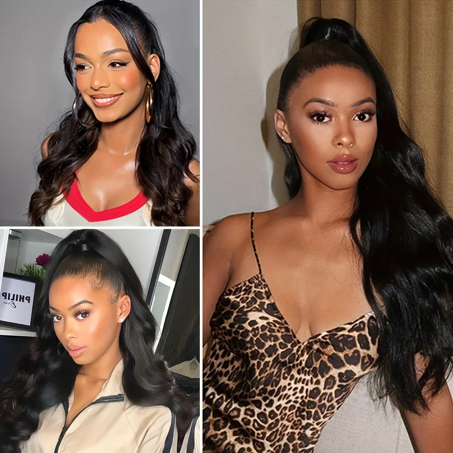 Tikrų plaukų body wave ponytail uodega natūralios spalvos_voghion.com