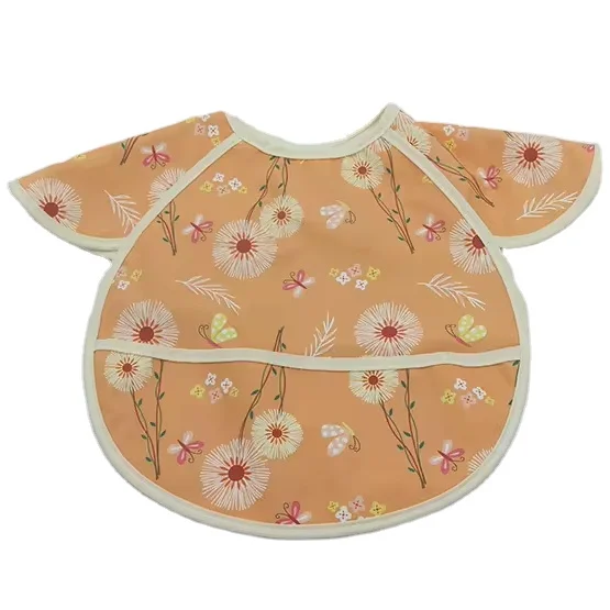 Hindi tinatablan ng tubig na Baby Bibs para sa Mga Babae na Lalaki Unisex Mess Proof PU Coated Custom na Disenyo Pagpapakain ng Sanggol Drool Bibs Pag-awat ng Smock Bib