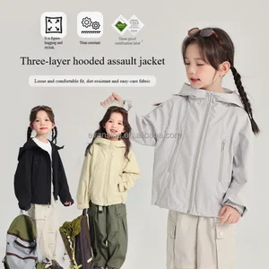 Girls New Hooded 3 Proof Jacket Stylish Solid Color Loose Comfortable Fit Wear Resistant Easy Care OEM Acceptable