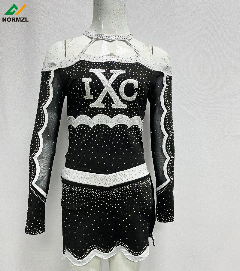 Customized Design Performance Wear Sexy Cheerleader Costume Rhinestone