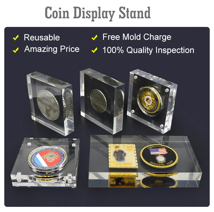 New Style Acrylic Plastic Adjustable Medal Coins Display Clear Plastic