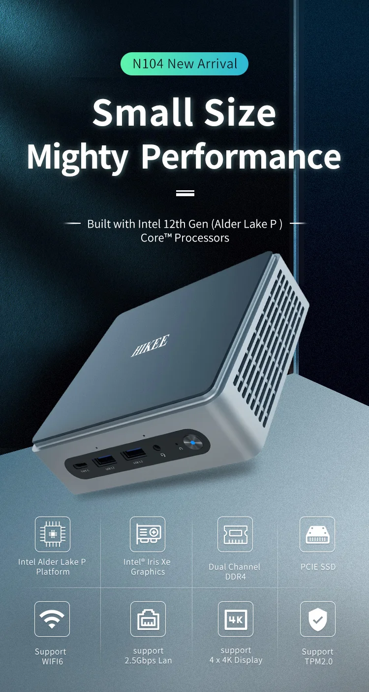 JWIPC Best Wifi bluetooth M.2 DDR4 Compatible Windows 10/11 16gb Minipc I5 6 X Usb Ports Intel 12th Gen Pc Barebone Mini Pcs