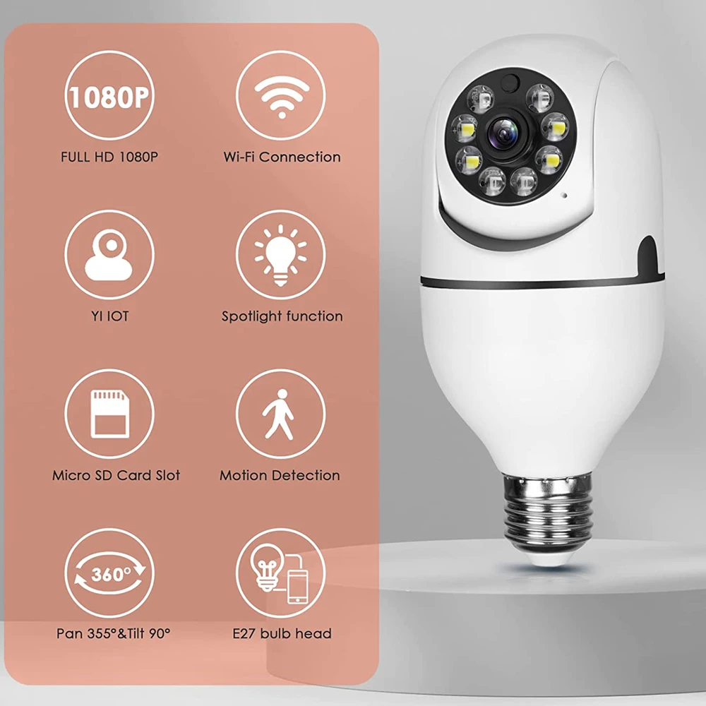 FansuTi  E27 Tuya Smart Light Bulb Camera 3MP Light Bulb Camera Motion Detection Full Color Pan Tilt 360 Degree Panoramic
