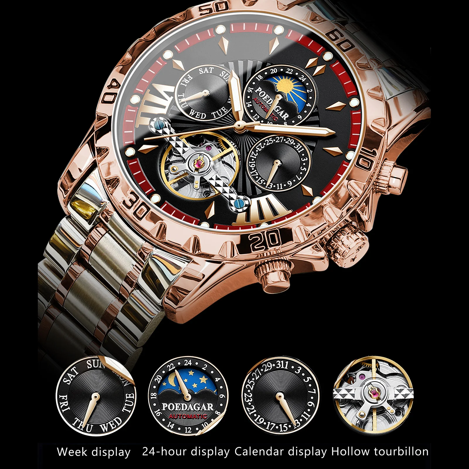 Poedagar 1410 Men's Tourbillon Luxury Watch
