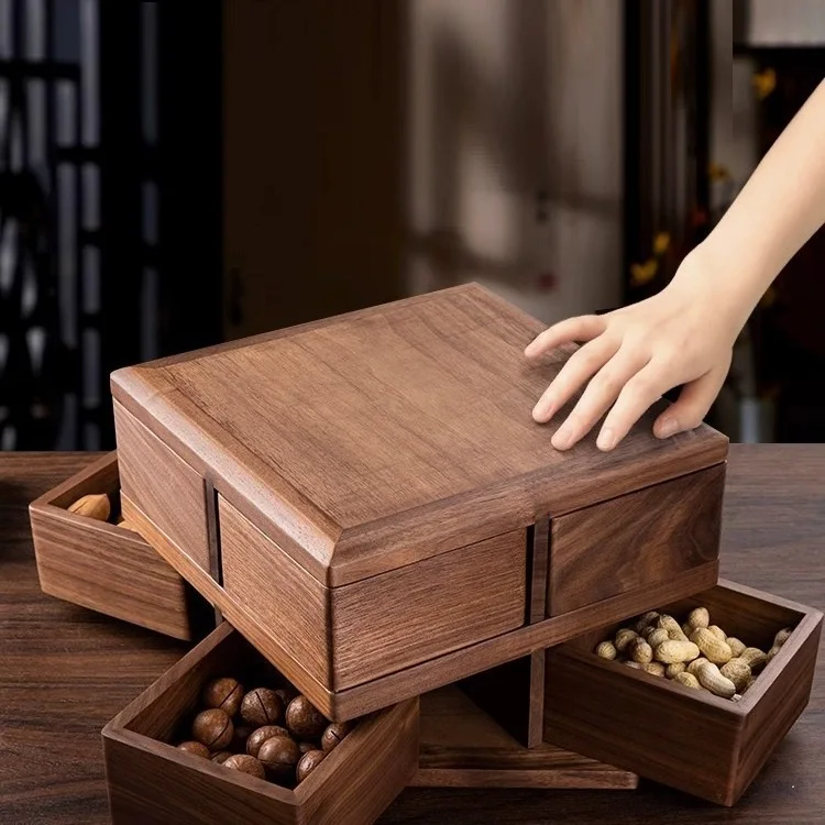 Multifunction Wooden Storage Box with Lid - Dried Fruit & Candy