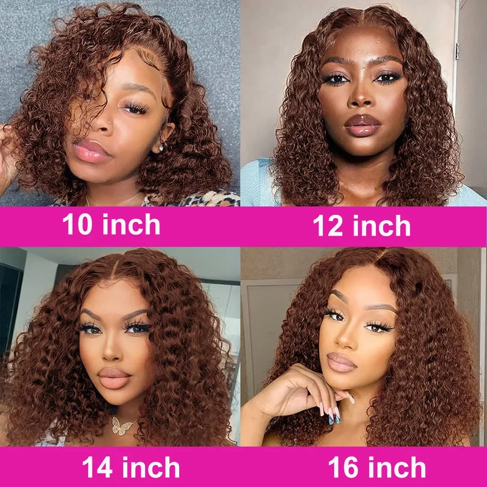 Perucas de cabelo brasileiro profundo cacheado bob cor marrom renda frontal parte livre transparente remy peruca de cabelo onda profunda para preto_voghion.com