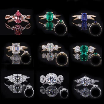Starsgem Custom 14K 18k white gold jewelry moissanite lab grown diamond engagement rings with halos
