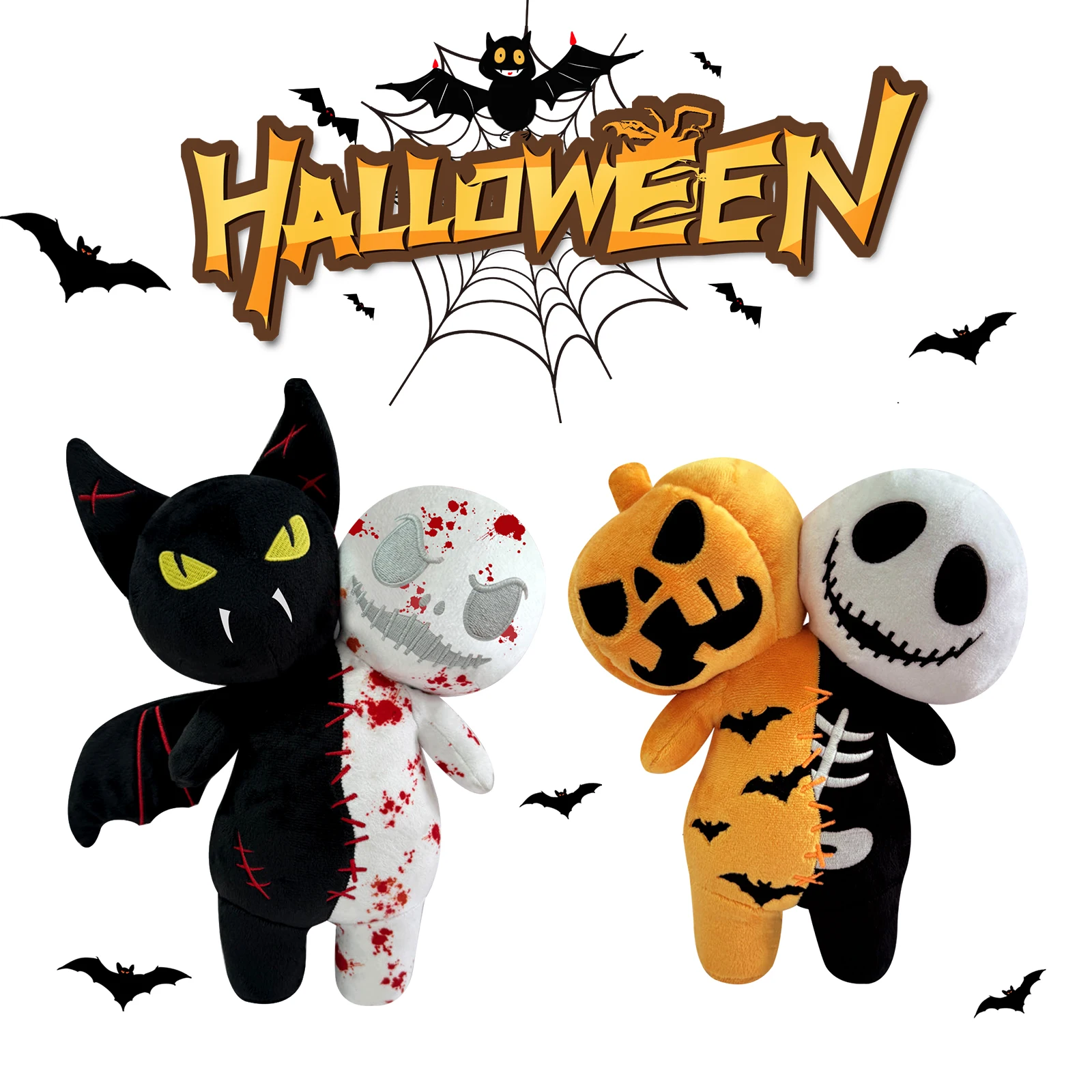 ぬいぐるみ 2024 HAPPY HALLOWEEN 2024 Halloween Doll - Double-Headed Pumpkin Plush Toy