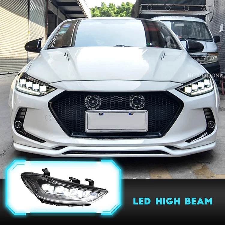 HCmotion Manufacturer 6th Gen Avante Animation DRL Head Lights 4 LED Lens 2016 2017 2018 Front Lamps For Hyundai Elantra