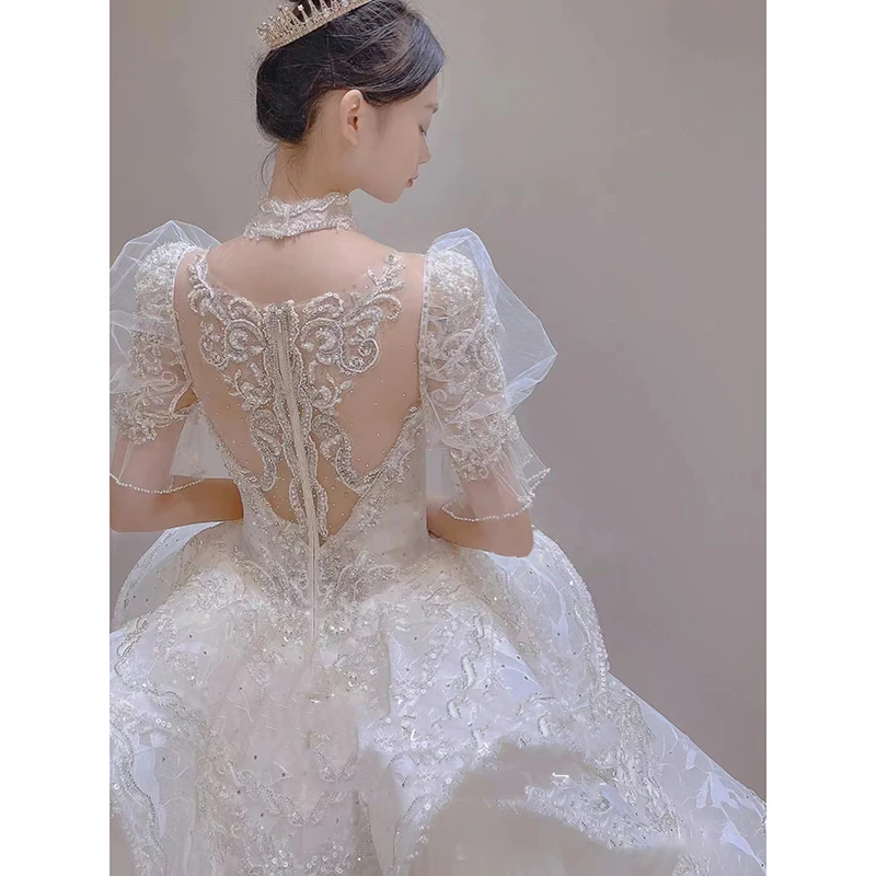 AL1328 Princess Wedding Dress 2025 New Bride Big Train Super Heavy