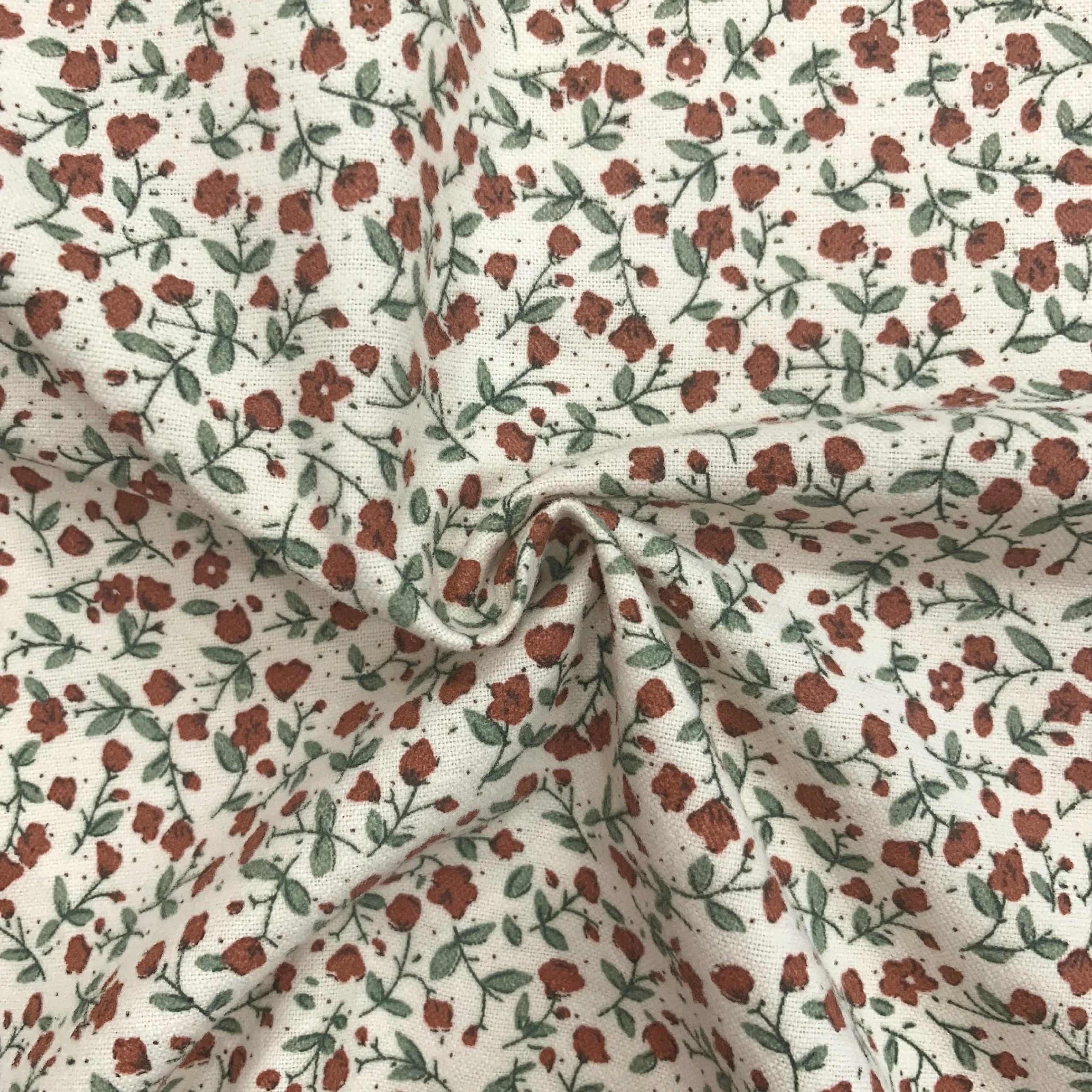 Free Designer Fabric Floral High Quality Plain Cloth Backing Flannel Children Shirt Dress Fabric