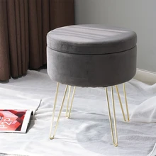 Luxury Lounge Stainless Steel Gold Frame Round Pouf Velvet Ottoman Stool