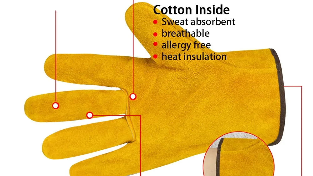 Cowhide Welding Gloves Reinforced With Fireresistant Welding
