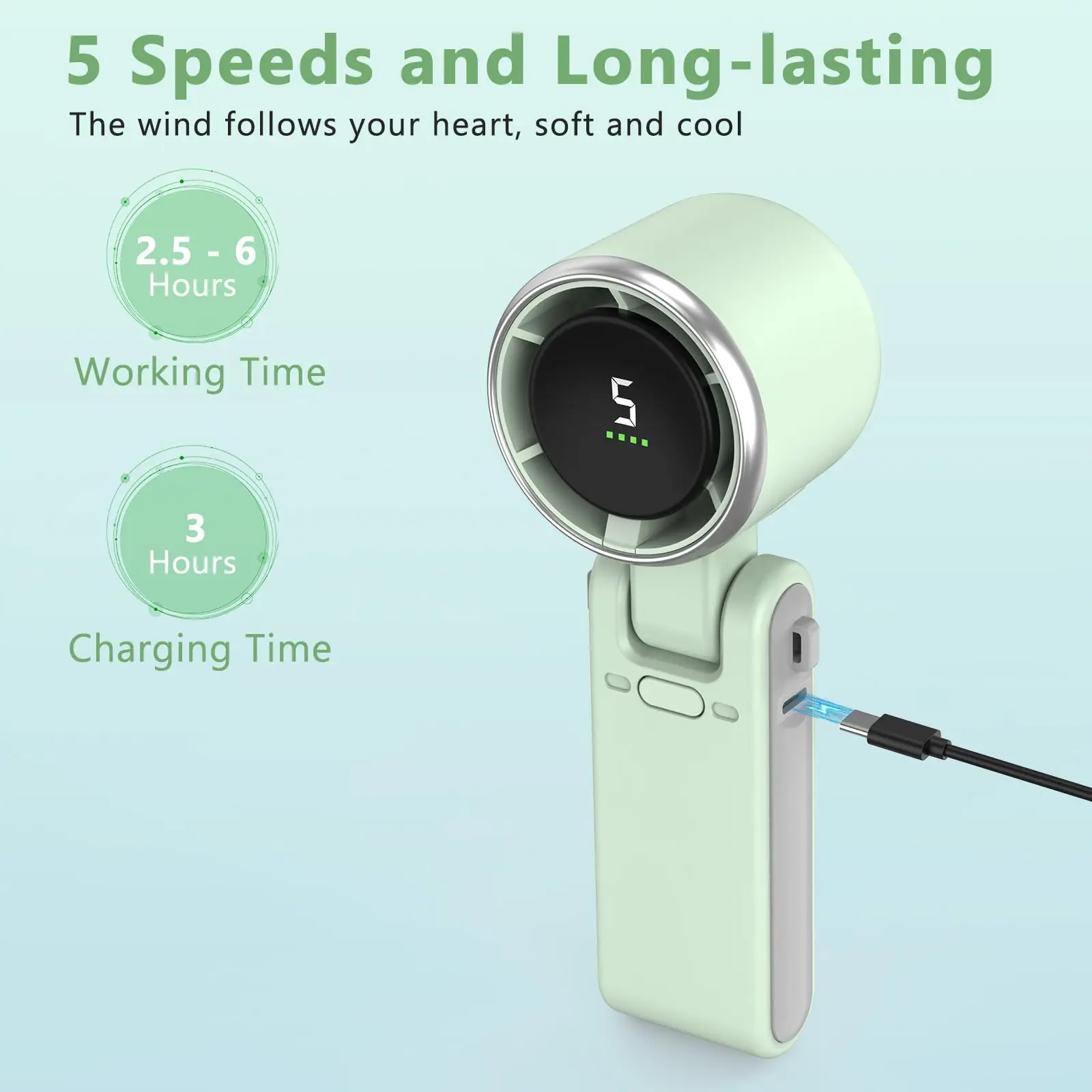 Mini Handheld Cooling Fan, Portable, LED - detail 10
