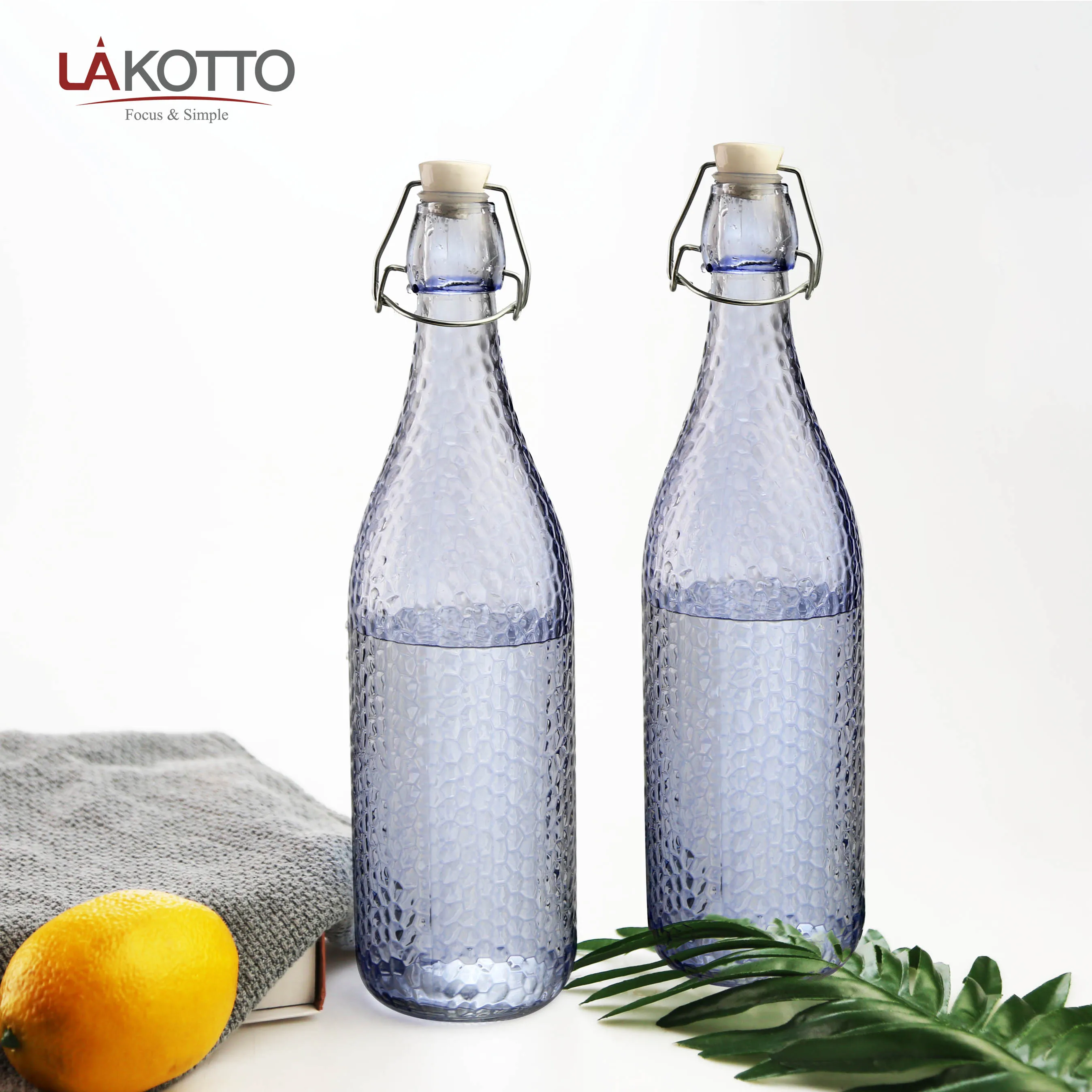 Blue Colored Custom Bottles Glass Wine Glass Bottle With Lid With Swing Top With Fliptop Buy