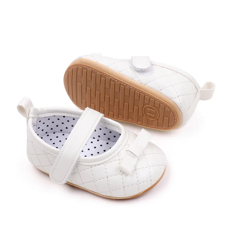 Spring & Summer Solid Color Plaid Bow Non-slip Soft-soled Baby Shoes for Girls supplier
