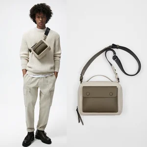 Wholesale Fashion Rubber Leather Men's Crossbody Sling Pouch Shoulder Messenger Bag for Men