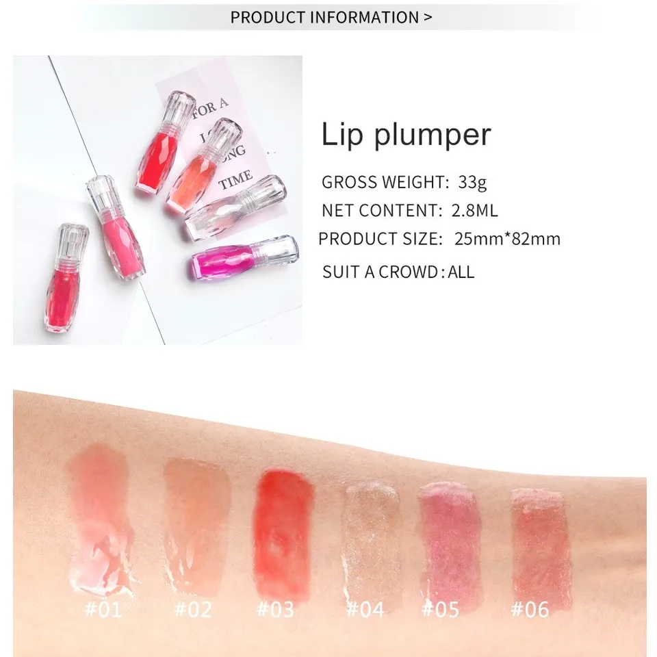 Wholesale Lip Plumping Moisturizing Vegan Lip Plumper Private Label Glossy Lip Gloss Plumper