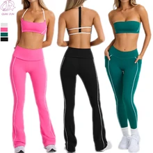 Hot Sale Plus Size 5 Piece Yoga Sports Tracksuit Elastic Waist Bra Skirt Pants  Gym Fitness Sets