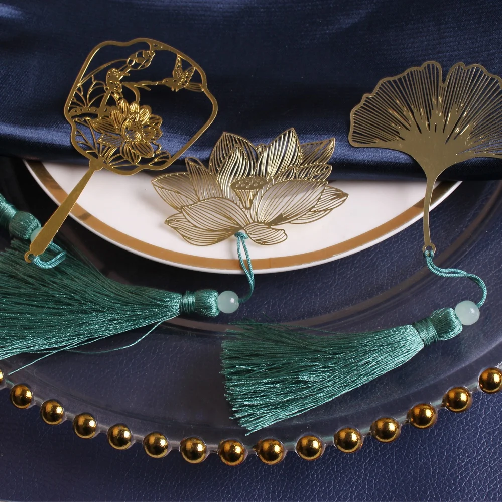 Высококачественные латунные металлические закладки для книг Lotus Ginkgo подарка