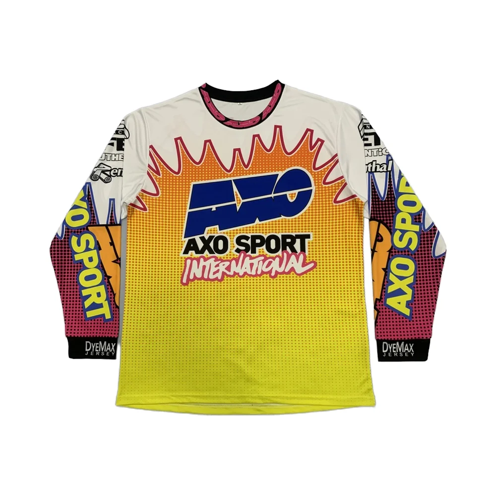 Men's 100% Polyester Pit Crew Racing Long Sleeve Jersey Full
