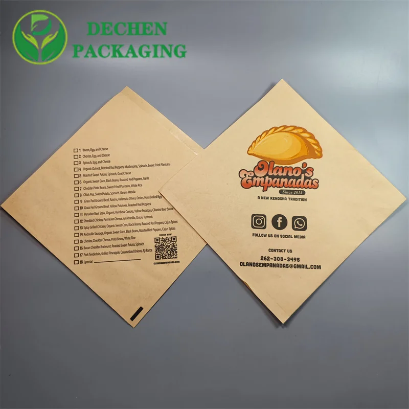 Sac imprimé sac de hamburger sandwich sac d'emballage alimentaire en papier brun avec logo sac en papier
