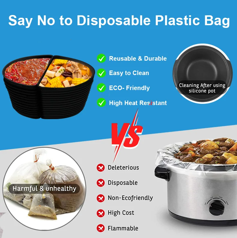 Kitchen 2 In 1 6 Qt Resistant Bpa Free Reusable Silicone Insert