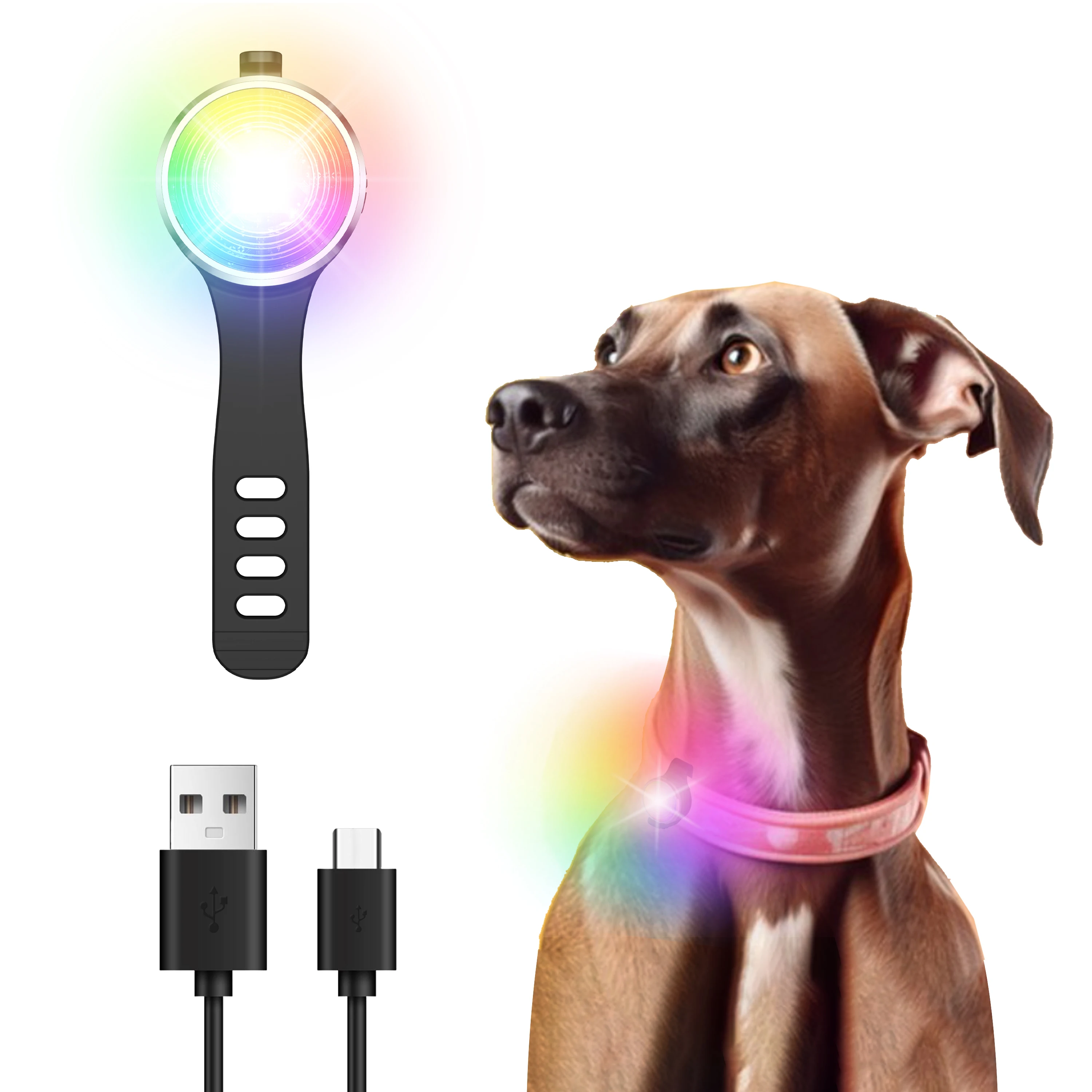 Umione 2024 New Arrival Usb C Rechargeable Dog Night Walking Light Rgb Color Changing Ipx5 Led