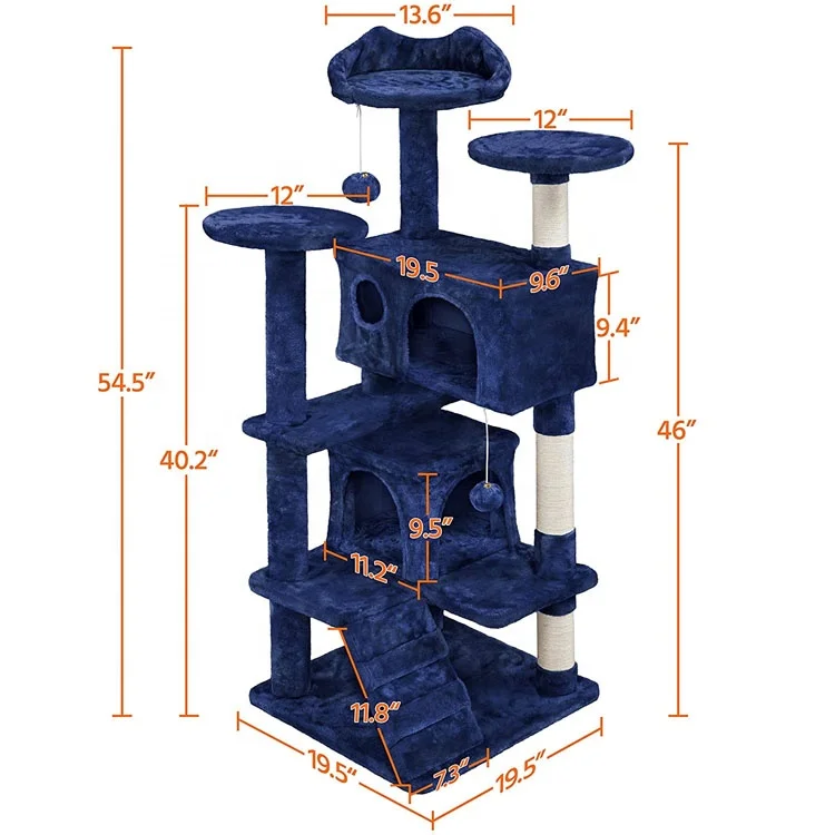 U-PETS Cat Tree Tower with Platform, Condos and Sisal Scratching Posts, Cat Tree Play House