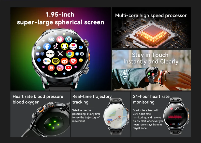 H18 Smart Watch 4G Sim Card HD Camera GPS Sport Tiktok Youtube 1100mAh Battery Relojes Android Smart Watch for Men